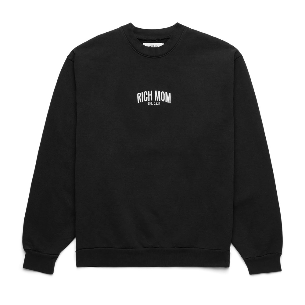 TINX Classic Black Crewneck Sweater with Ribbed Cuffs